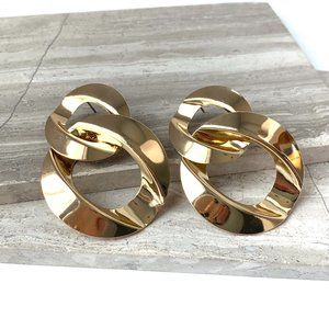 NEW ~ Anthropologie Oversized Gold Double Hoop Earrings